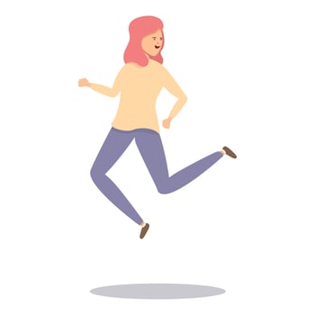 Happy girl jump icon cartoon vector. Business marketing vector