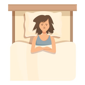Girl insomnia icon cartoon vector. Sleep bed vector