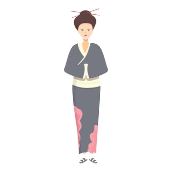 Geisha icon cartoon vector. Female fan vector