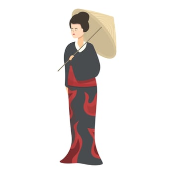 Geisha face icon cartoon vector. Female kimono vector