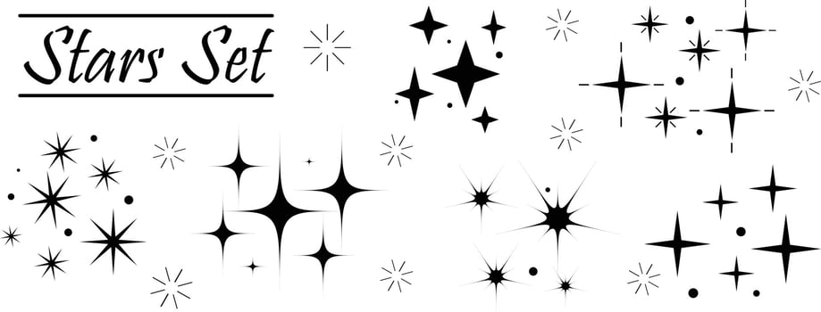Stars sparkle symbols vector set. The set of original vector stars sparkle.  vector symbols isolated