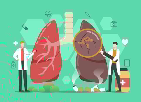 Lung disease treatment with doctor illustration vector