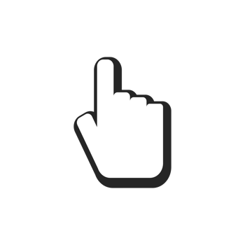 comic style hand pointer icon with transparent background. png file