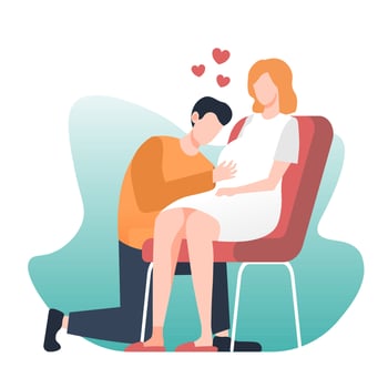 Husband hugging his pregnant wife illustration vector