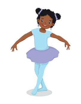 Cute little African girl ballerina practicing ballet dancing style in the room vector