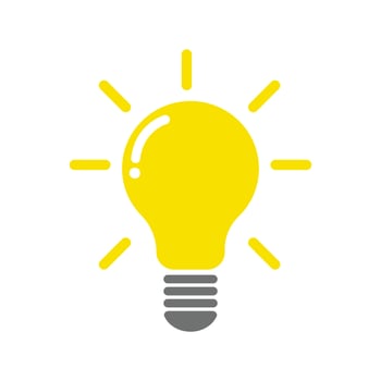 glowing yellow light bulb on white background vector