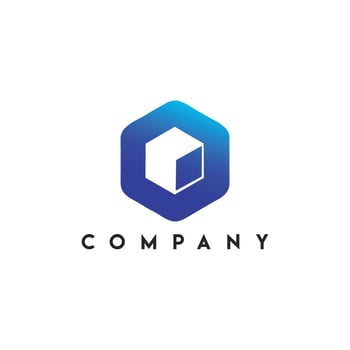 3 Dimensional cube inside red hexagon box, Inside Cube Logo vector