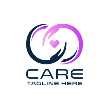 hand care love logo design template vector