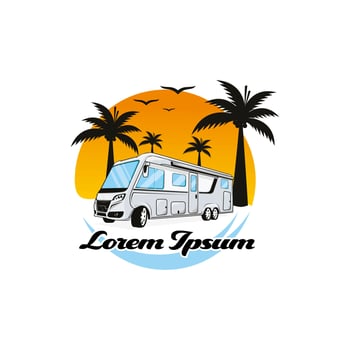 bus camper travel logo design template with white background vector