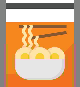 noodle box ramen food delivery - flat icon vector
