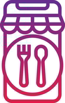 application mobile restaurant food delivery - gradient icon vector