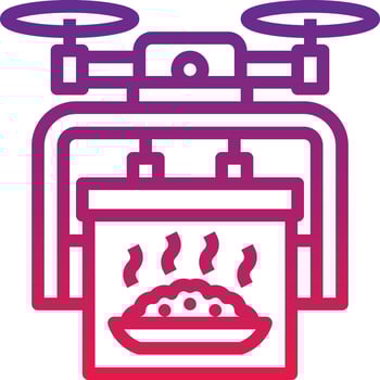 drone flying aerial food delivery - gradient icon vector