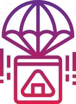 parachute rice ball food delivery - gradient icon vector