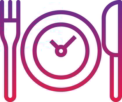 waiting cutlery time clock delivery - gradient icon vector