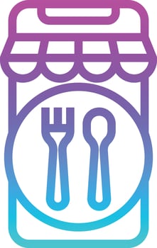 application mobile restaurant food delivery - gradient icon vector
