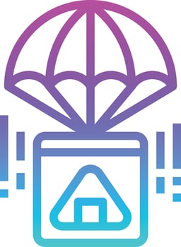 parachute rice ball food delivery - gradient icon vector