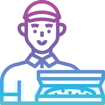pizza delivery man avatar food - gradient icon vector