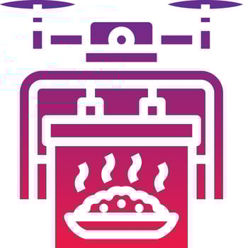 drone flying aerial food delivery - solid gradient icon vector