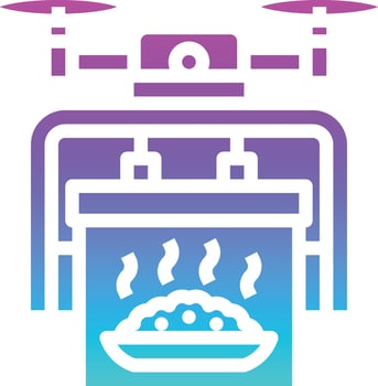 drone flying aerial food delivery - solid gradient icon vector