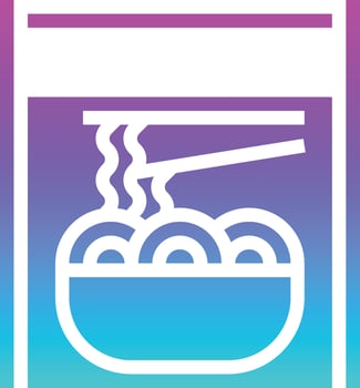 noodle box ramen food delivery - solid gradient icon vector