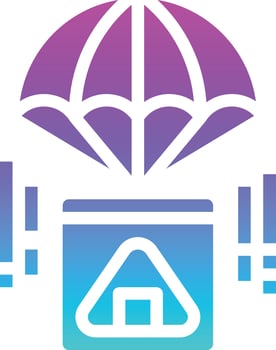 parachute rice ball food delivery - solid gradient icon vector