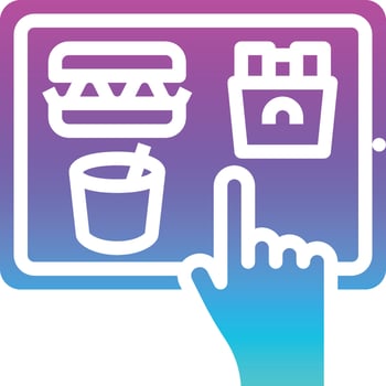 tablet order online food delivery - solid gradient icon vector