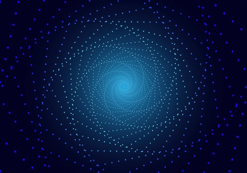 Background Particles use geometric shapes to form a spiral. The concept is like gathering data technology together. vector