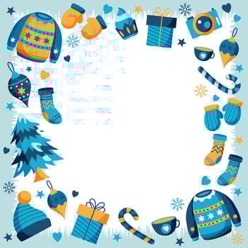 Border Background with Winter Elements vector