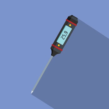 Laboratory thermometer icon, flat style vector