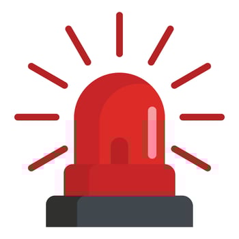 Caution siren icon, flat style vector