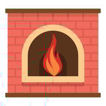 Retro fireplace icon, cartoon style vector