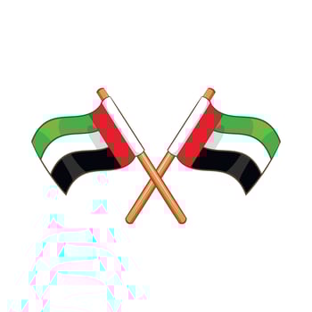 UAE flag icon, cartoon style vector