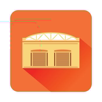 Warehouse factory icon, flat style vector