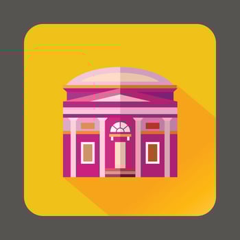 Building with a round roof icon, flat style vector