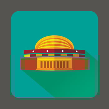 Round colorful building icon, flat style vector