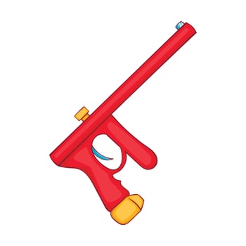 Red paintball gun icon, cartoon style vector