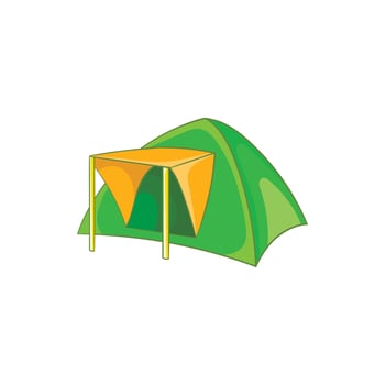 Green tent icon in cartoon style vector