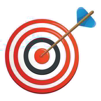 Perfection target icon, cartoon style vector