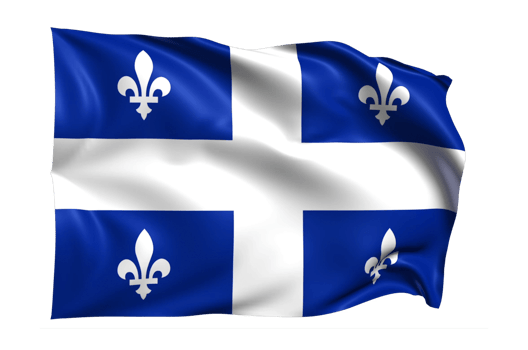 Quebec Waving flag Realistic Transparent Background png