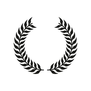 Laurel Wreath Reward Black Silhouette Icon. Olive Leaves Branch Trophy for Leader Glyph Pictogram. Chaplet Round Award for Winner Emblem. Leaf Twig Victory Symbol. Isolated Vector Illustration.