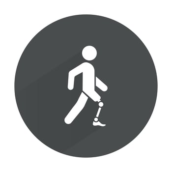A man with a prosthesis. A disabled person with a prosthesis. A simple icon. Vector. vector