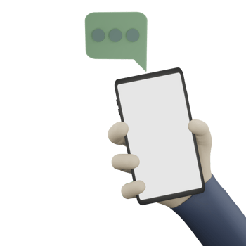 Hand Holding Phone with Chat notification 3D Render png
