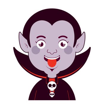 Dracula playful face cartoon cute png