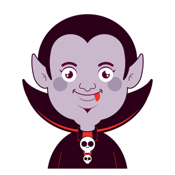 Dracula playful face cartoon cute png