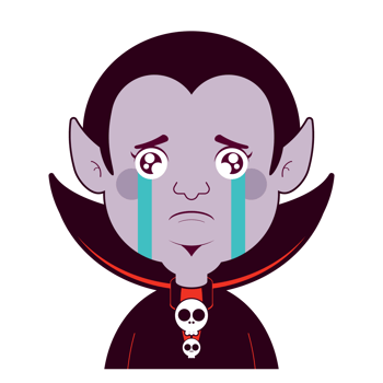 Dracula crying face cartoon cute png