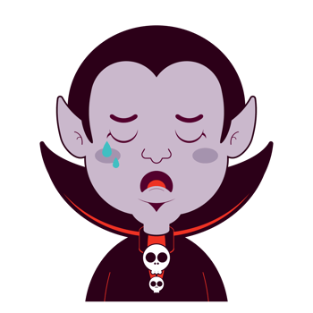 Dracula crying face cartoon cute png