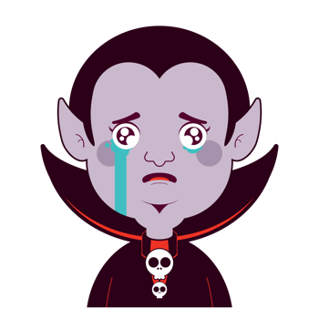 Dracula crying face cartoon cute png