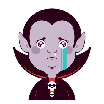 Dracula crying face cartoon cute png