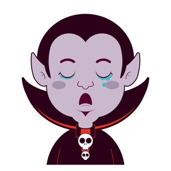 Dracula crying face cartoon cute png