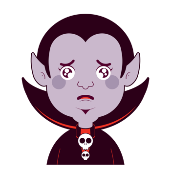 Dracula sad face cartoon cute png